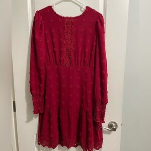 Elegant Red Lace Detail Dress